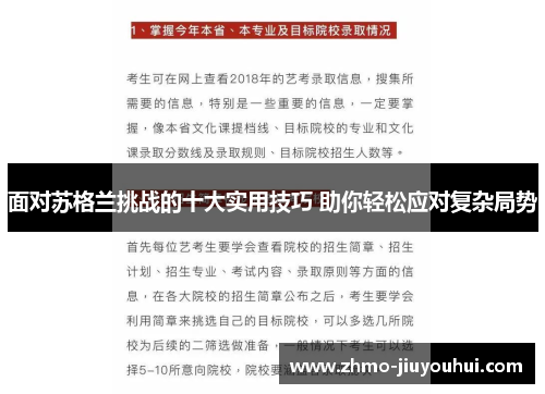 面对苏格兰挑战的十大实用技巧 助你轻松应对复杂局势